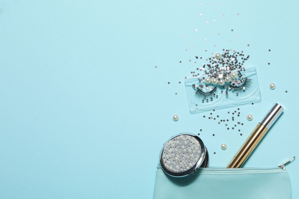 False eyelashes, concept of different makeup accessories