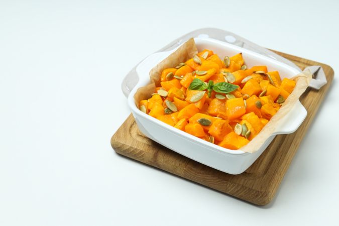Concept of tasty homemade dish - baked pumpkin