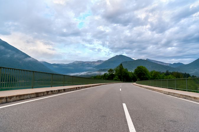 Sylvenstein Bridge in an alpine scenery, on a sunny day in summer