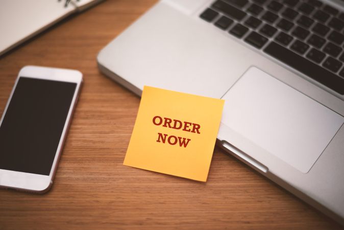 Online shopping and marketing concept with “order now” post it note