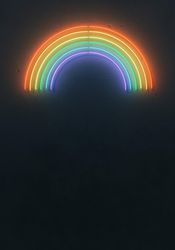 Fluorescent color rainbow layout made of neon tubes