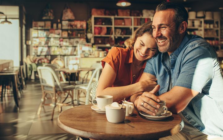 Couple spending quality time together in a coffee shop
