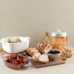 Lebaran feast with salads and curried meats