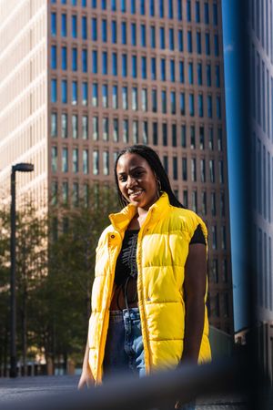 Trendy Black woman on city street