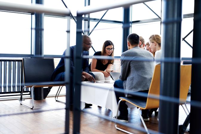 Business colleagues having an informal meeting in an office