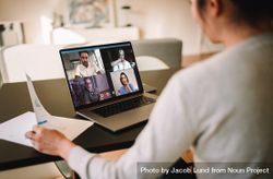 Group of business people working from home having a video conference 0PEj25