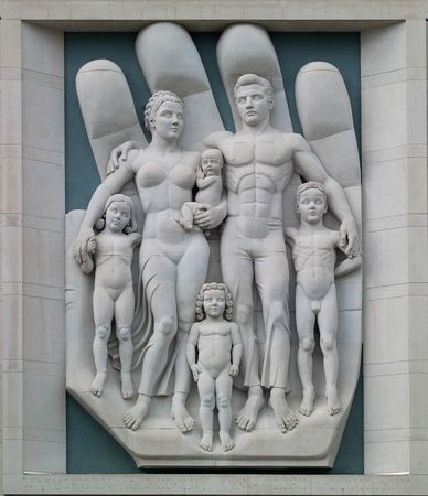 Bas relief architectural detail on the State Capital Building in Lincoln, Nebraska