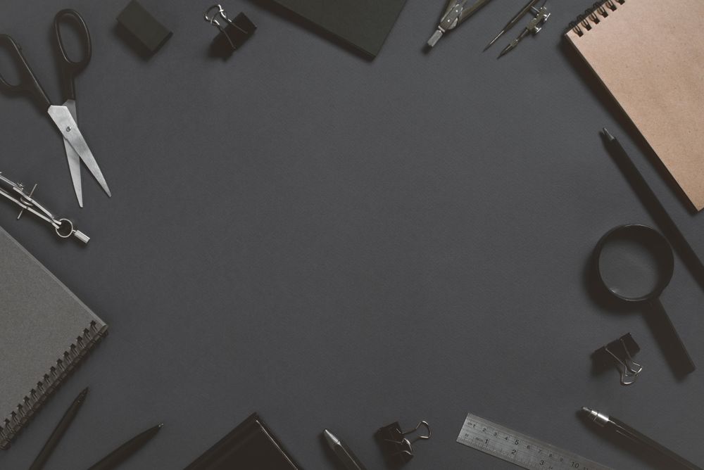Stationary framing dark background with copy space
