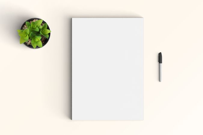 Modern workspace with  copy space on color background