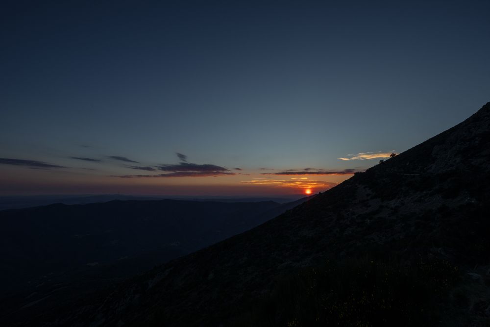 Beautiful bright sunset in mountains