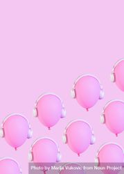 Pattern of pink balloons wearing headphones on pink background 4NvJe4