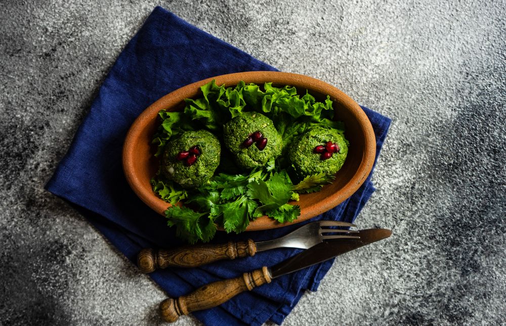 Top view of traditional Georgian dish pkhali