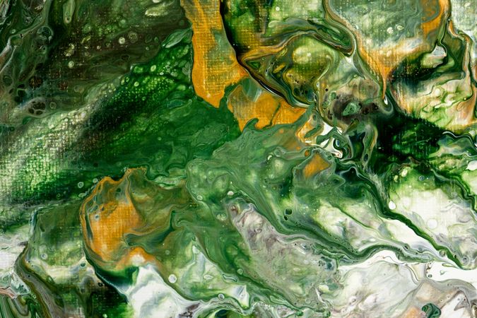 Green and Yellow Fluid Art, Abstract Acrylic