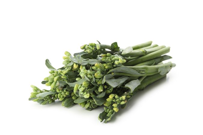 Fresh green broccolini isolated on plain background