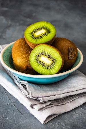 Bowl of fresh kiwi fruits