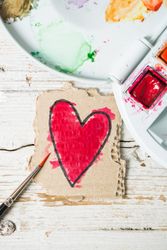 Love symbols hand painted in watercolor