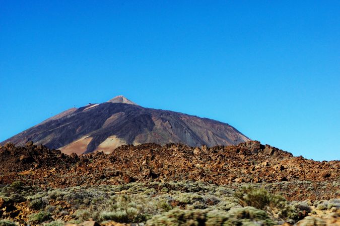 Mountain peak and burnt wild landscape