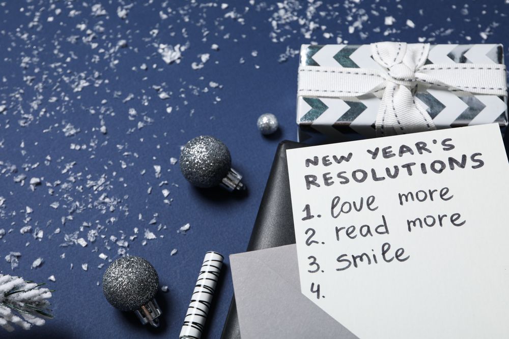 Concept of New Year Resolutions list, new year goals, space for text