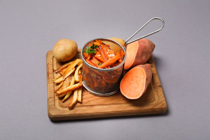 Concept of tasty food - sweet potato fries