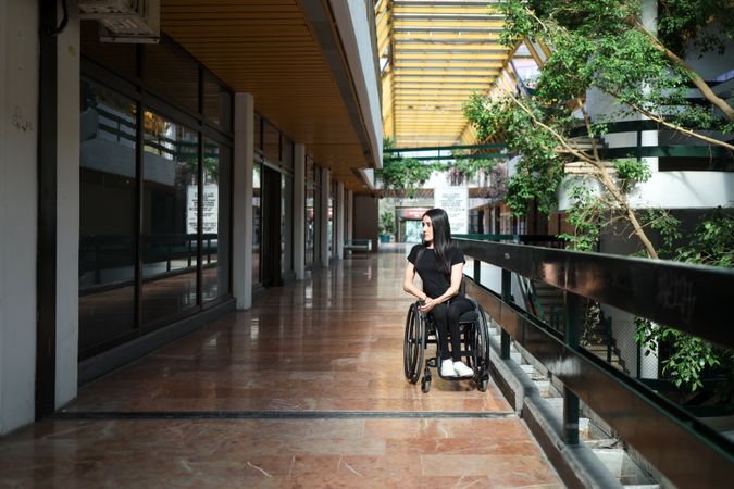 image of a woman with cerebral palsy in mall