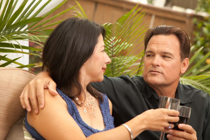 Couple In Love Drinking Wine