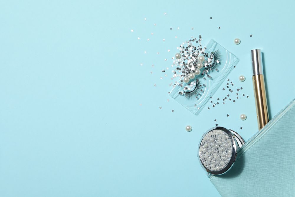 concept of cosmetology tools and beauty treatment, false eyelashes