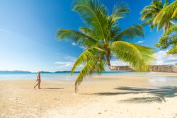 blonde on tropical seashore
