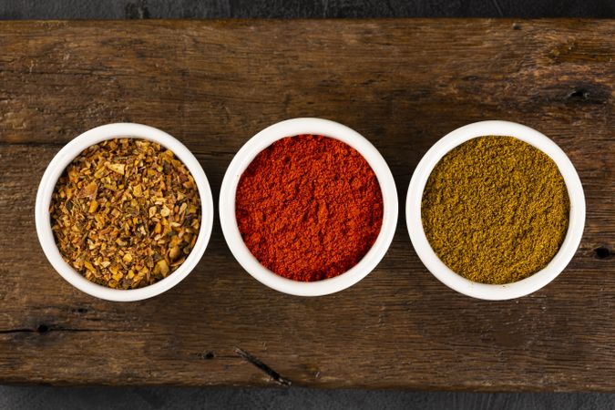 Variety of spices and seasonings on the table.