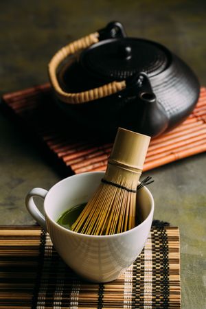 Preparing matcha tea