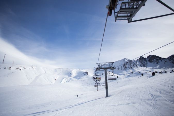 Ski lift on a snowy mountain