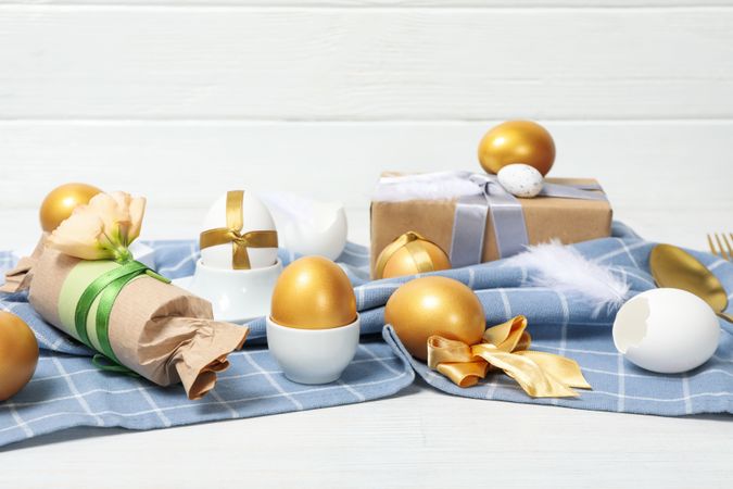 Pension rewards, returns and investment funding concepts, golden eggs