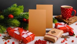 Christmas yellow and orange invitation cards