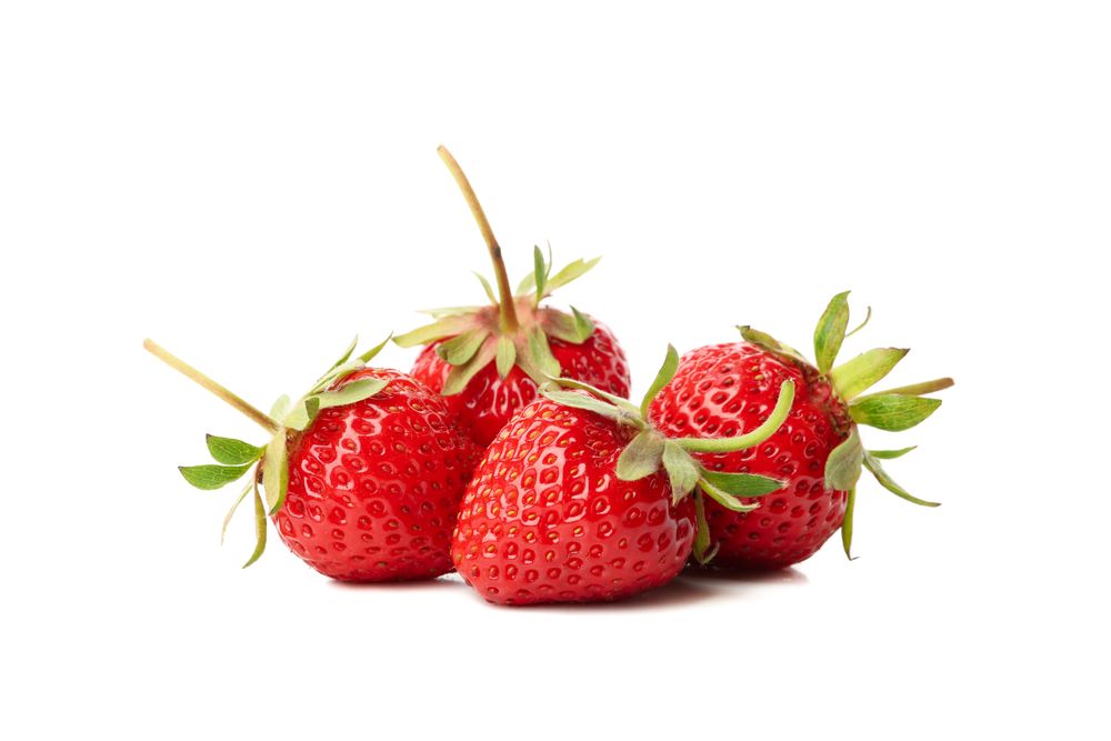 Tasty red strawberry isolated on blank background. Summer berry