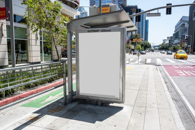 Bus stop poster mock-up on Los Angeles street