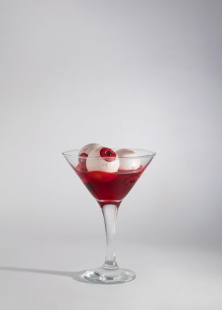 Cocktail with blood and eyeballs for halloween