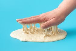 Sourdough yeast on a blue background