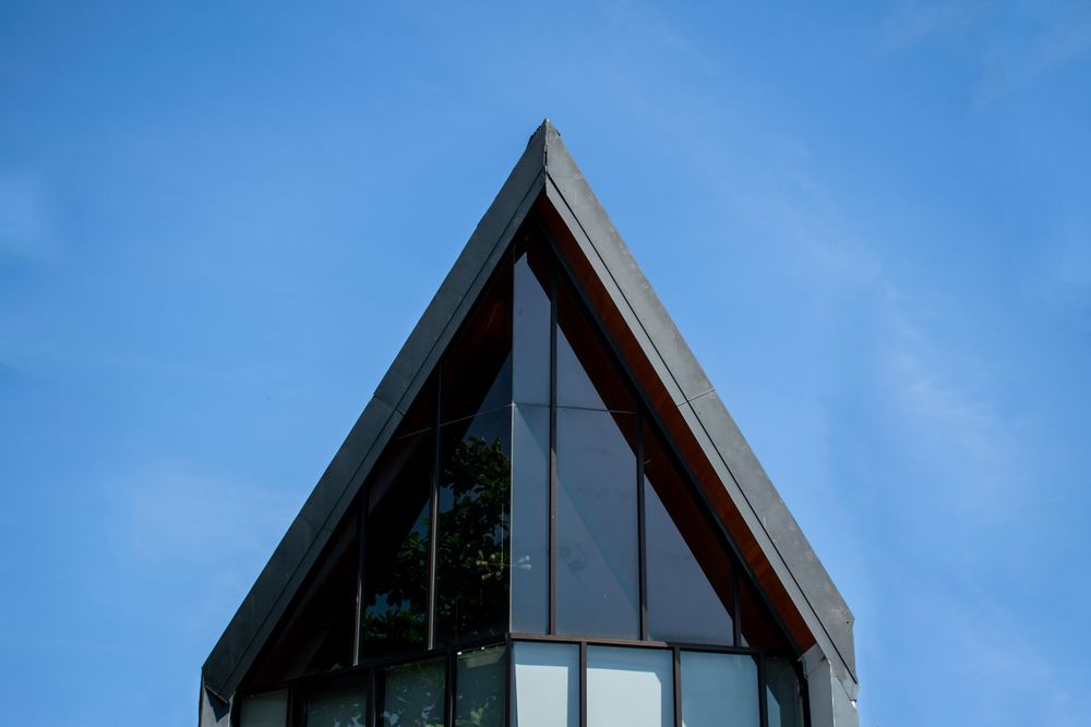 Symmetrical triangle roof minimalist modern building