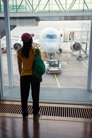 Woman waiting at airport