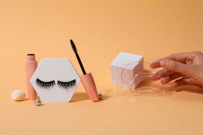 False eyelashes, concept of different makeup accessories