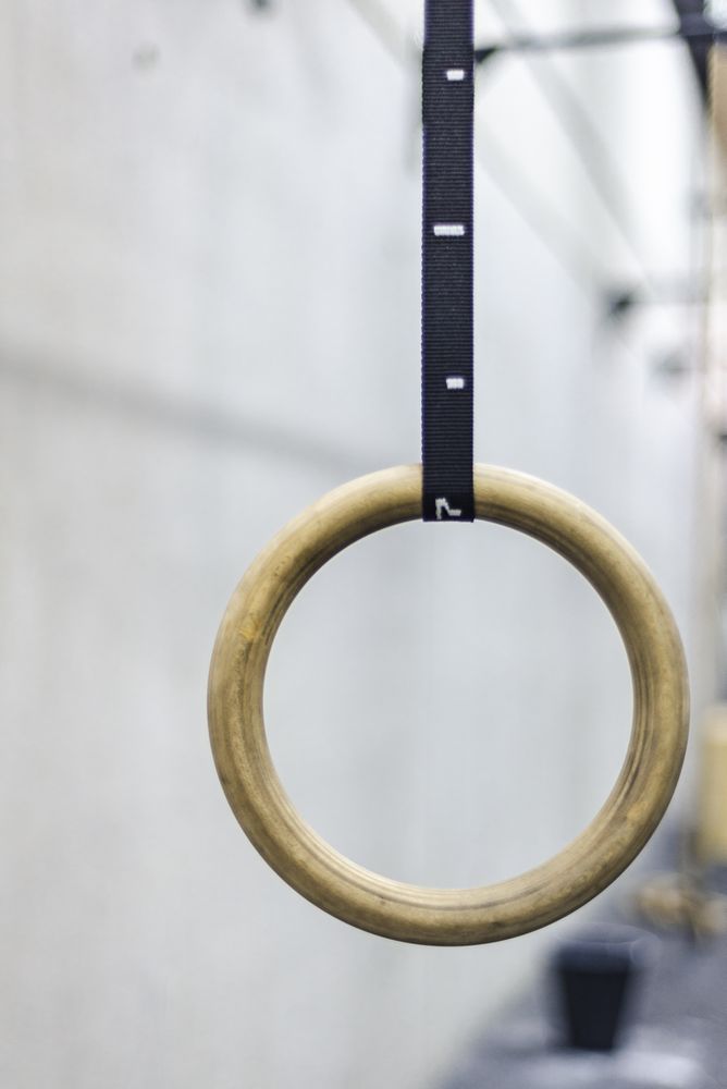 Gymnastic ring hanging in gym