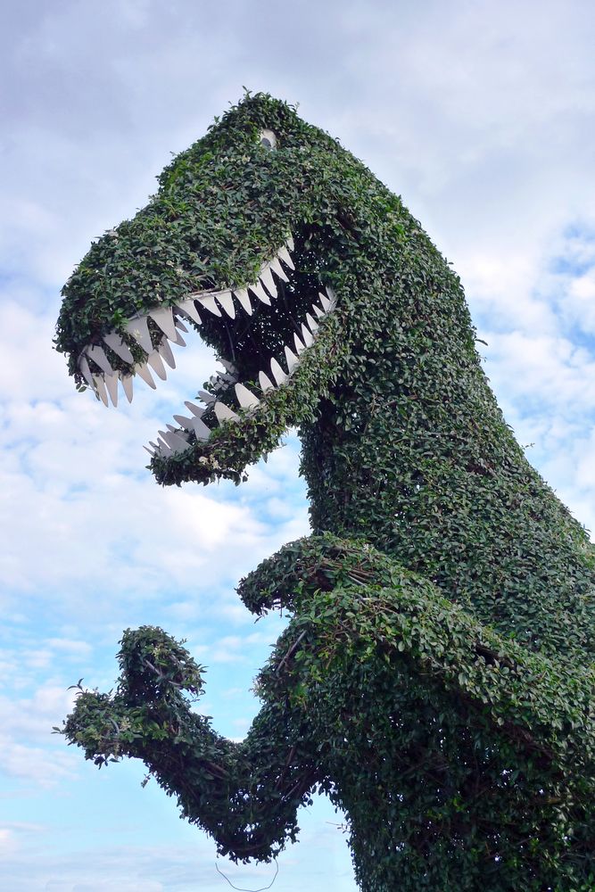 Topiary green dinosaur