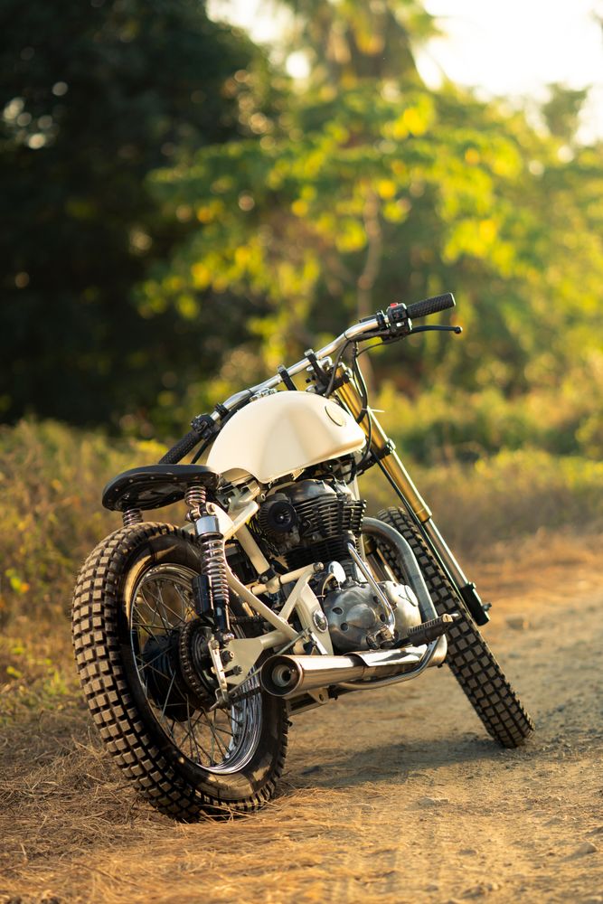 Motorcycle on roadside in countryside