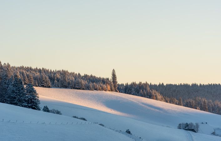 Winter scenery with snow covered nature in  mountains