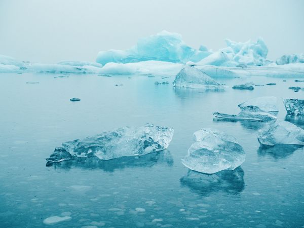 Ice and snow on water