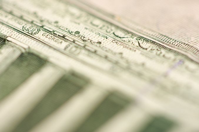 Macro of Five Dollar Bill Back