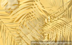 Yellow background with yellow painted palm and monstera leaves 4doXr5