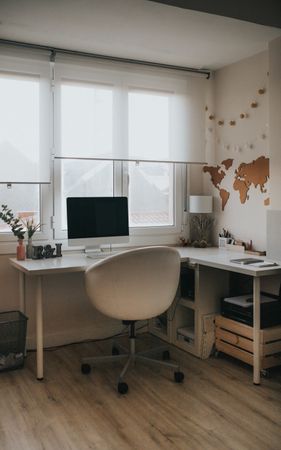 Modern home office with table near window