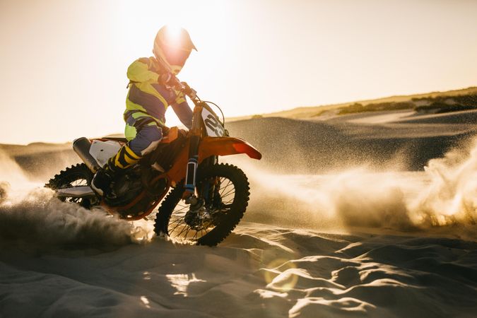 Motocross off roading in desert