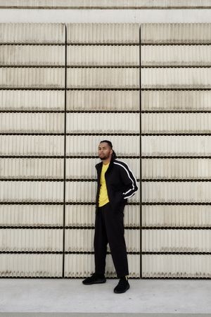Black male near concrete blocks