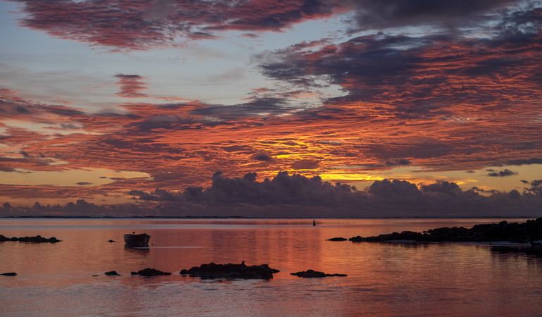 Beautiful colorful orange sunrise in the Indian Ocean